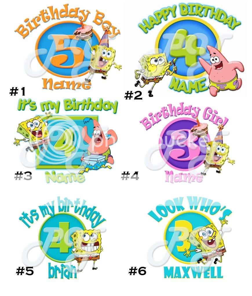 Personalized SPONGEBOB Birthday t shirt & Favors